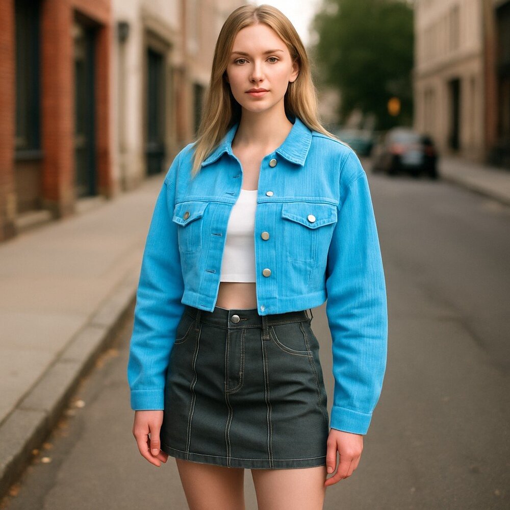 NWT Urban Outfitters BDG Carissa Cropped Corduroy Jacket in Blue Medium